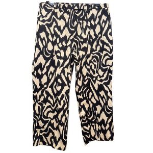 Printed Straight Cropped Pants Trousers Camel Black‎ Abstract Pattern Size 12